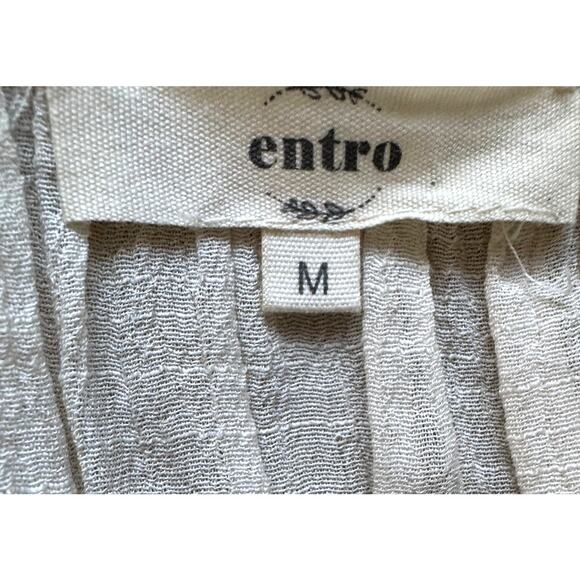 Entro Ivory Boho Lace Trim Peasant Top Medium - Picture 5 of 6